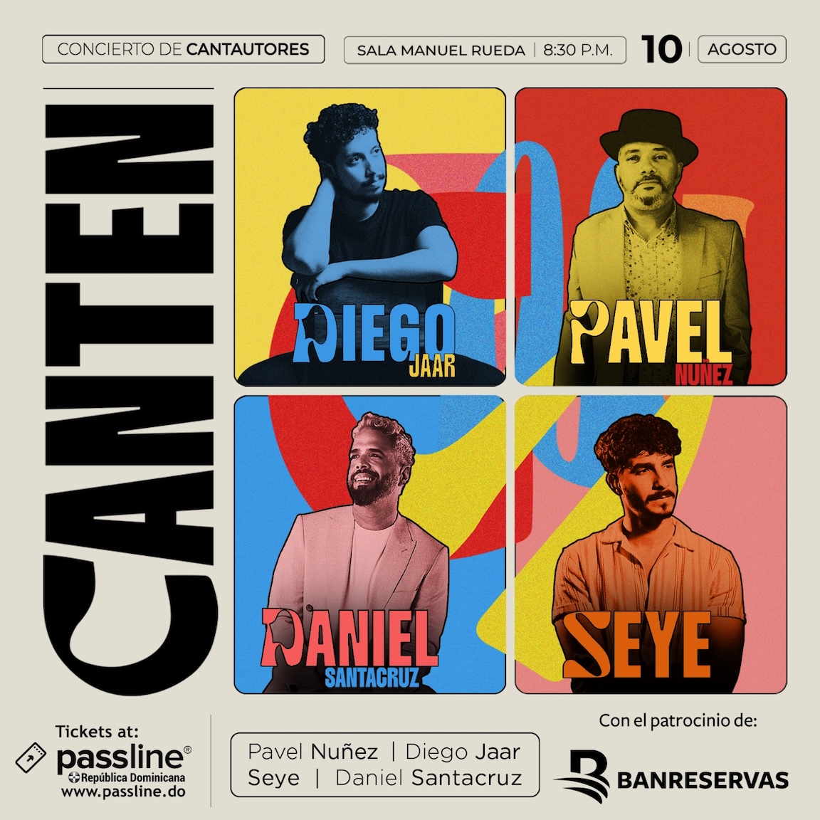 “Canten“ concierto que unirá cuatro cantautores dominicanos en un mismo escenario