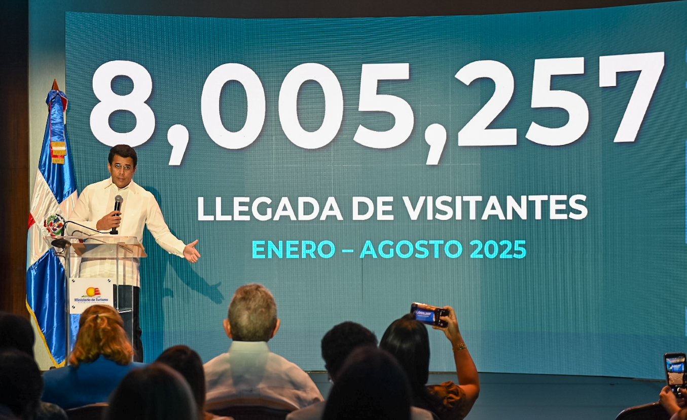 Turismo dice que RD ha recibido 8,005,257 de visitantes hasta agosto